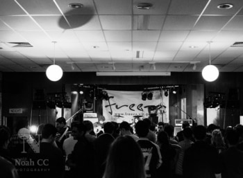 The stage and crowd at the Monash Music Battle. Photo by Noah CC Photography