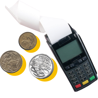 Coins and POS machine