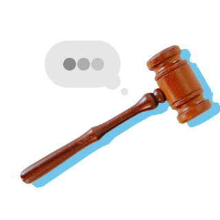 Gavel with speech bubble