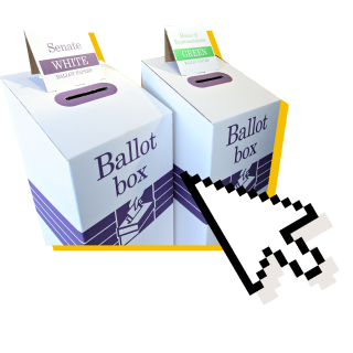 Ballot boxes with online cursor