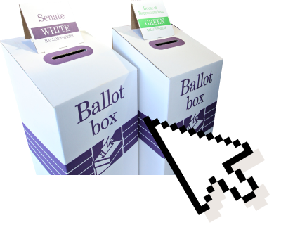 Ballot boxes with online cursor